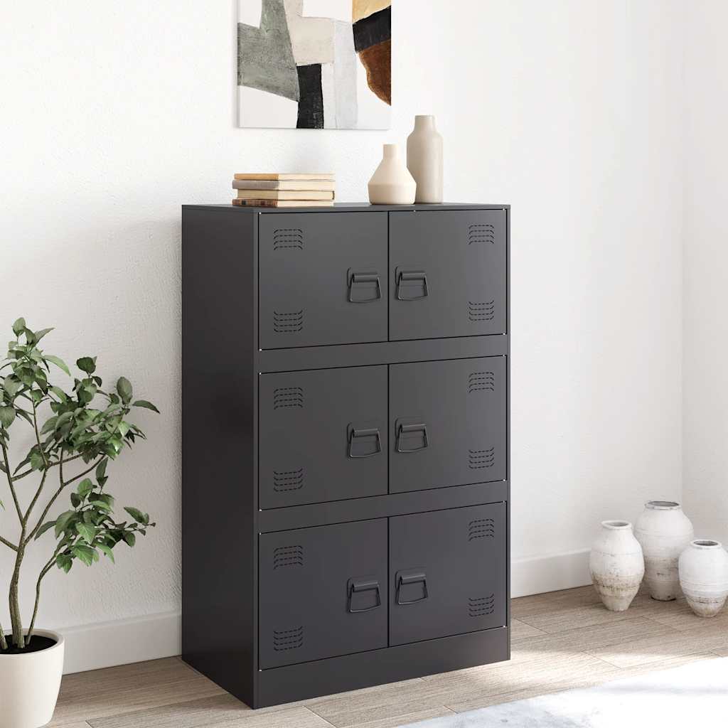 vidaXL Dressoir 67x39x107 cm staal zwart afbeelding