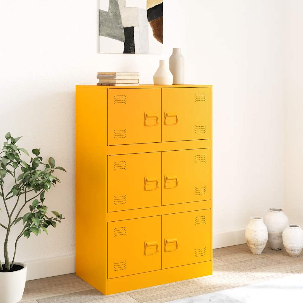 vidaXL Dressoir 67x39x107 cm staal mosterdgeel afbeelding