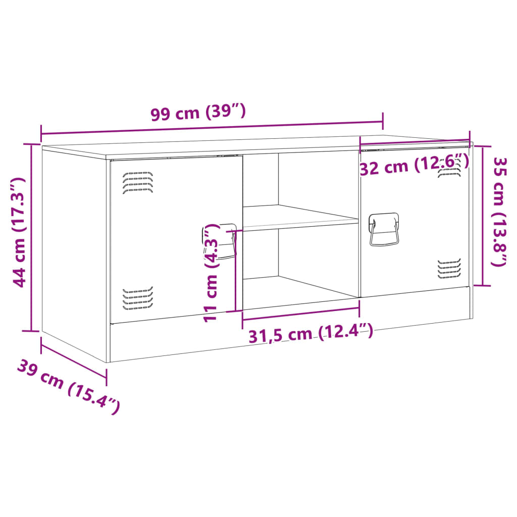 Szafka RTV 99x39x44 cm, czarna, stal walcowana, 90 kg obciążenia