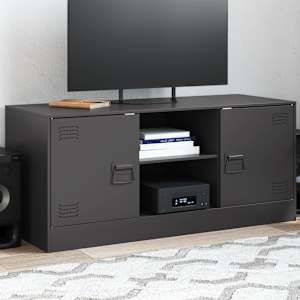 TV skříňka černá 99 x 39 x 44 cm ocel - obrázek 1