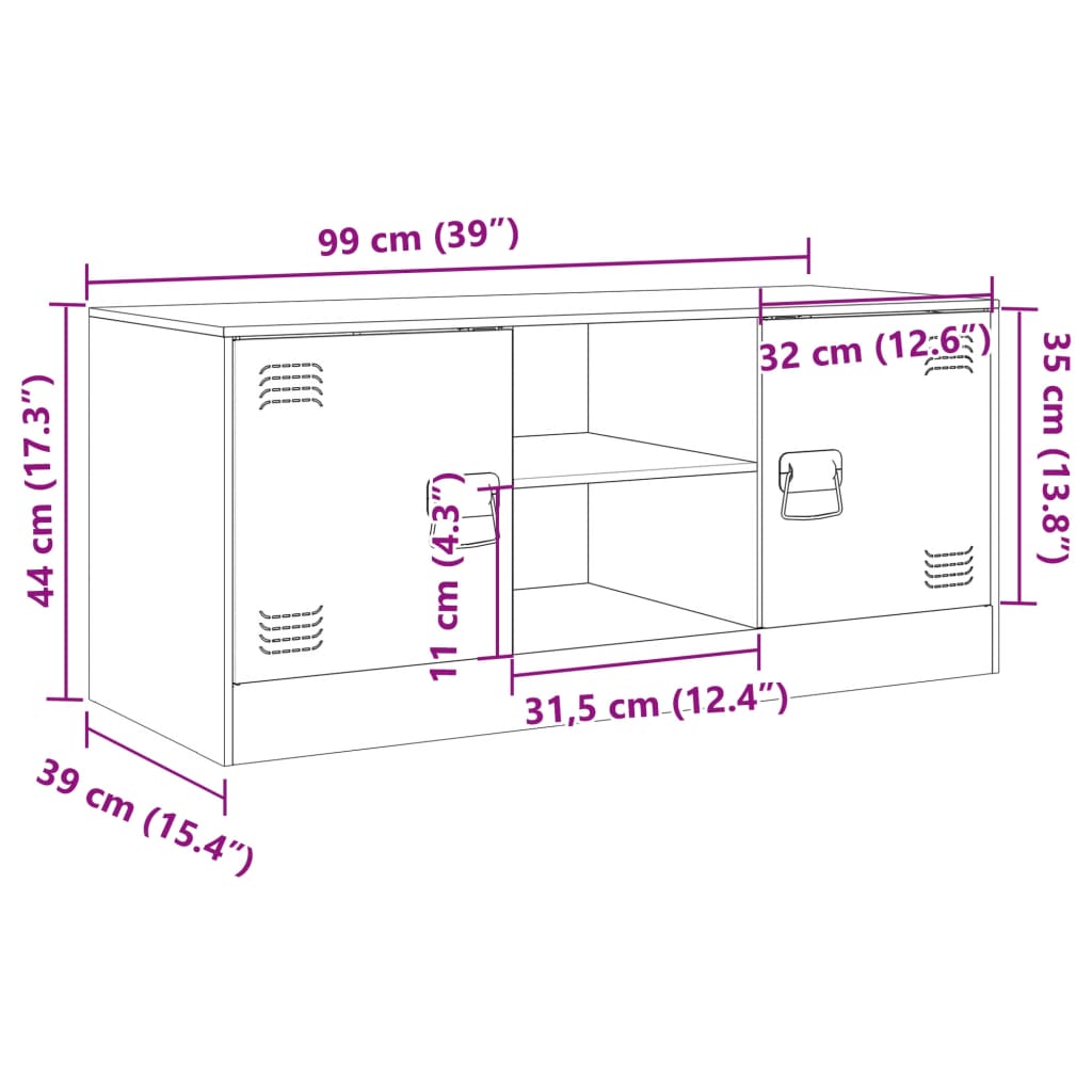 Szafka RTV Różowa 99x39x44 cm - Stal walcowana na zimno