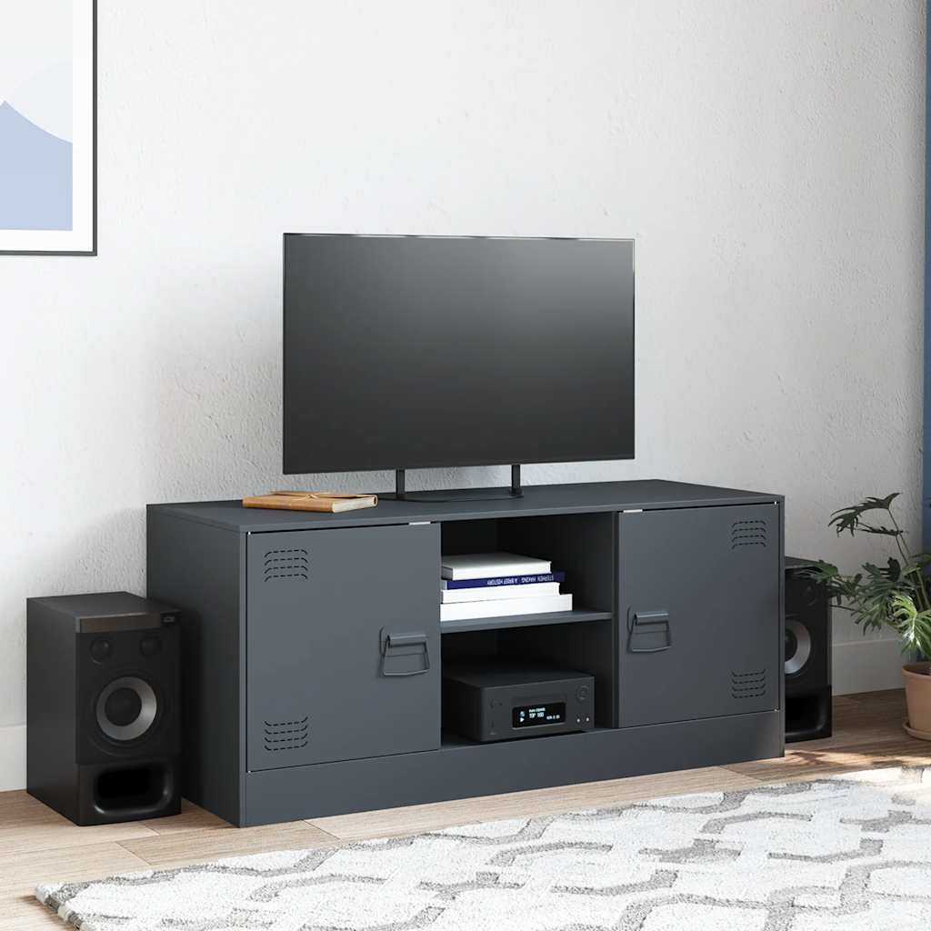vidaXL Tv-meubel 99x39x44 cm staal antracietkleurig afbeelding