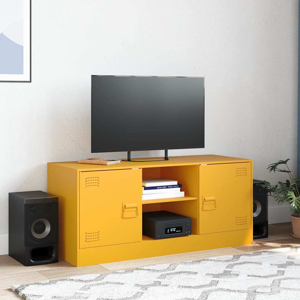 vidaXL Tv-meubel 99x39x44 cm staal mosterdgeel afbeelding