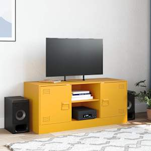 TV skříňka hořčicově žlutá 99 x 39 x 44 cm ocel - obrázek 3