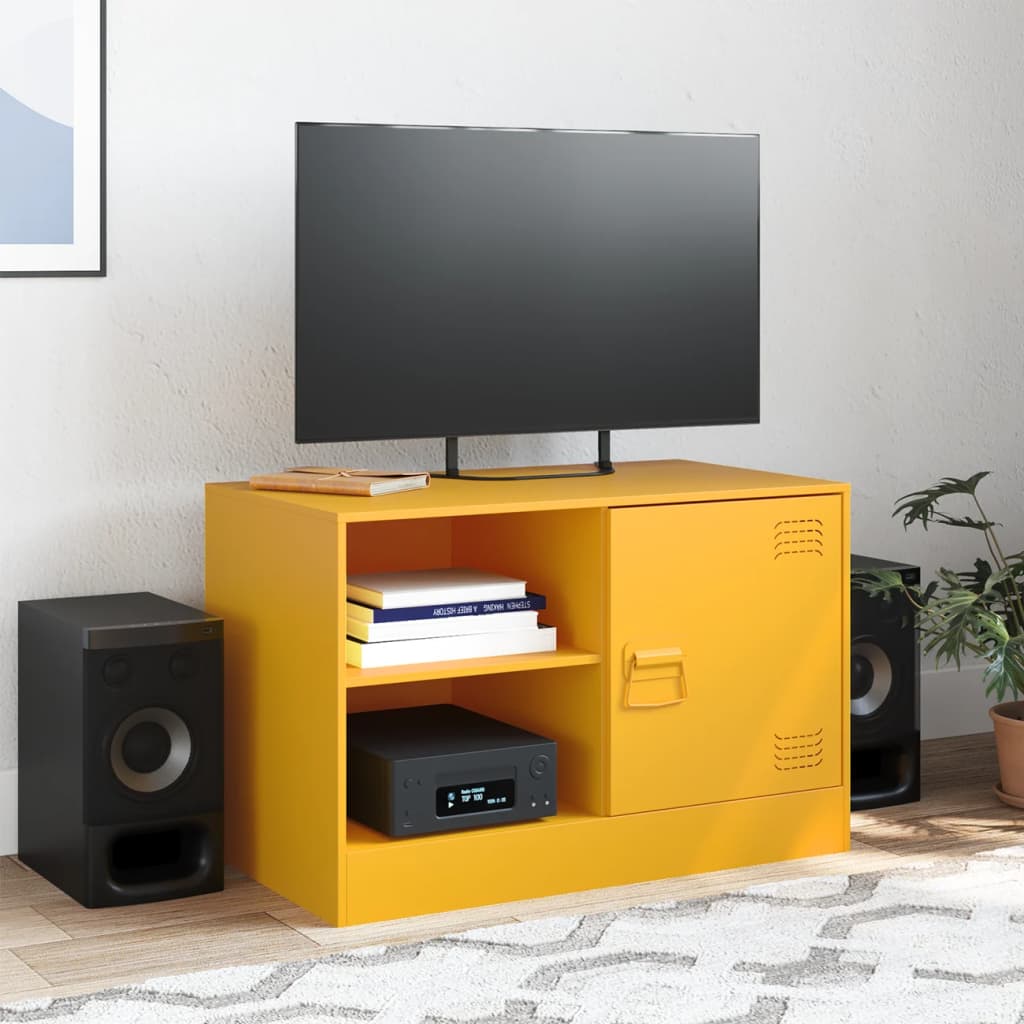 vidaXL Tv-meubel 67x39x44 cm staal mosterdgeel afbeelding
