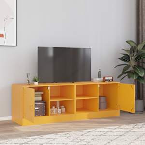 TV omarica 2 kosa gorčično rumena 67x39x44 cm jeklo