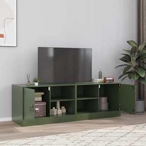 TV omarica 2 kosa olivno zelena 67x39x44 cm jeklo