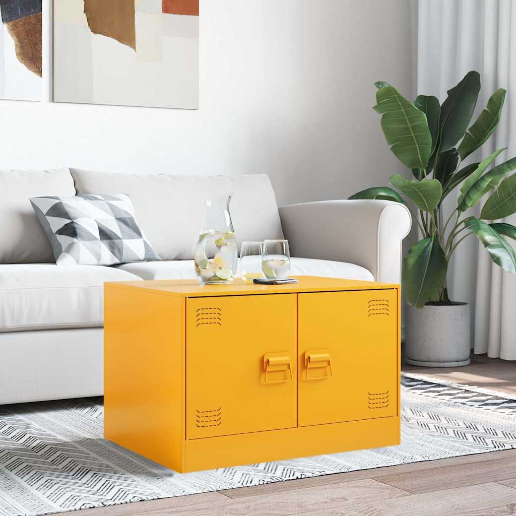 vidaXL Salontafel 67x50x44 cm staal geel afbeelding