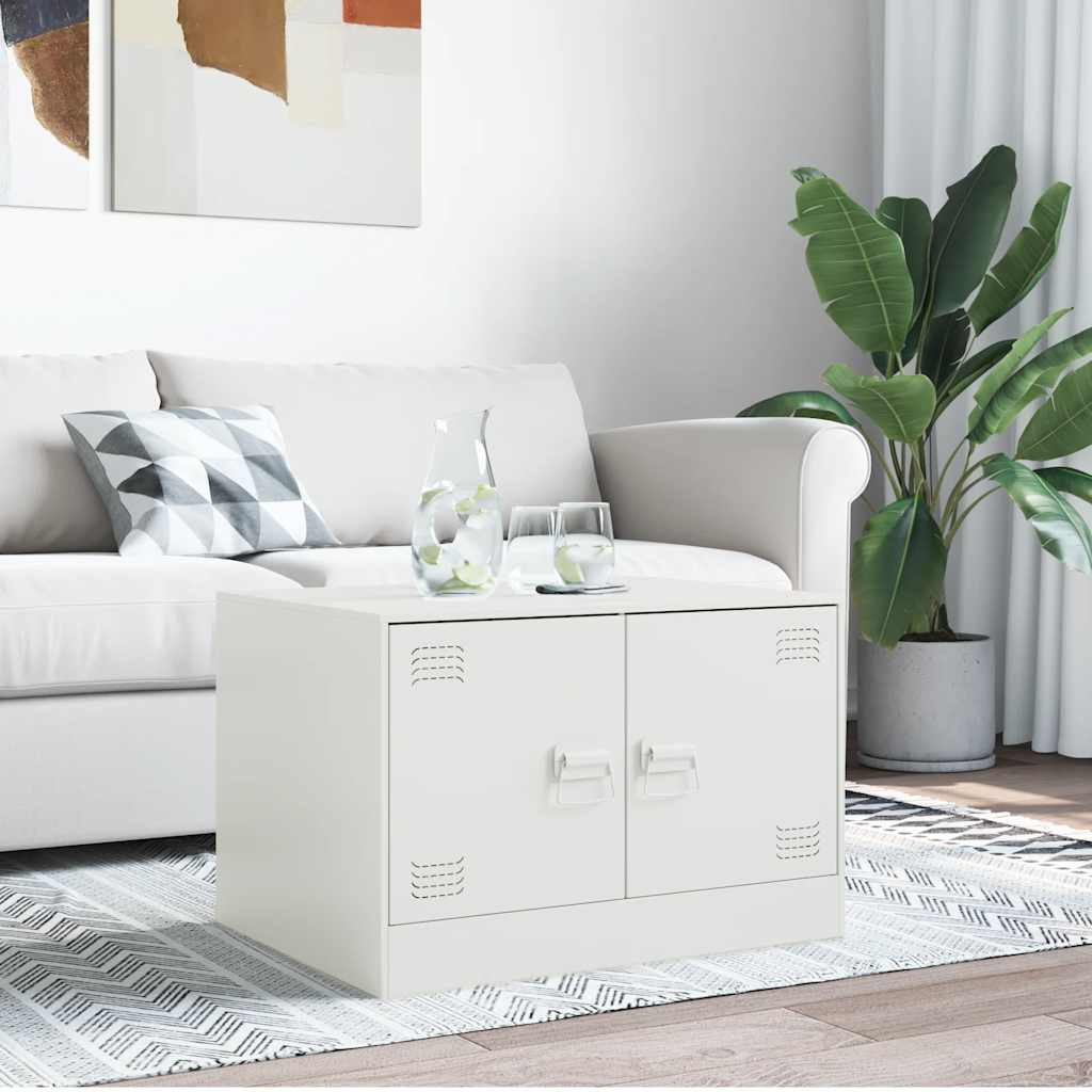vidaXL Salontafel 67x50x44 cm staal wit afbeelding