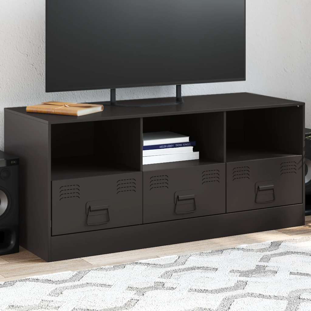 vidaXL TV-Schrank Schwarz 99x39x44 cm Stahl