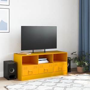 TV skříňka hořčicově žlutá 99 x 39 x 44 cm ocel - obrázek 3