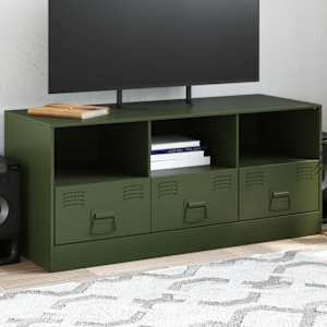 TV skříňka olivově zelená 99 x 39 x 44 cm ocel - obrázek 1