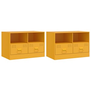 TV skříňky 2 ks hořčicově žluté 67 x 39 x 44 cm ocel - obrázek 2