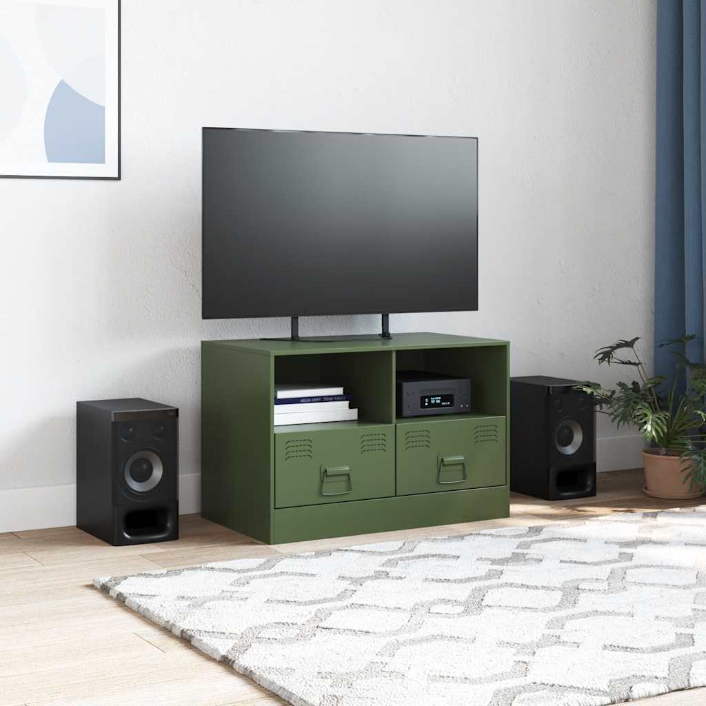 vidaXL Tv-meubel 67x39x44 cm staal olijfgroen afbeelding