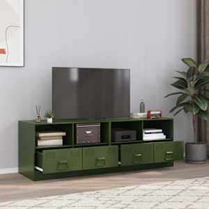 TV omarica 2 kosa olivno zelena 67x39x44 cm jeklo