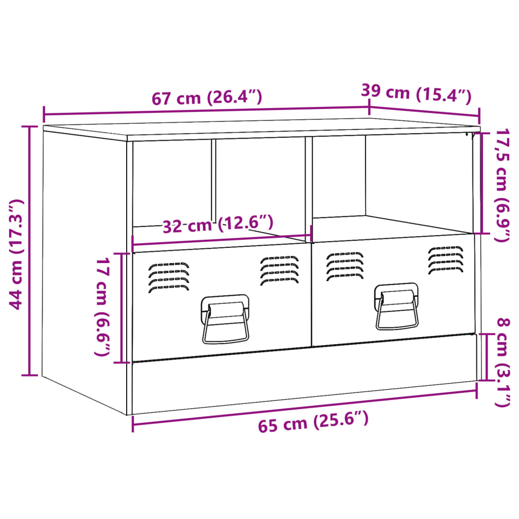 Szafka TV biała 67x39x44 cm - stal walcowana