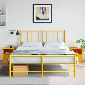 Nočna omarica 2 kosa gorčično rumena 34,5x39x44 cm jeklo