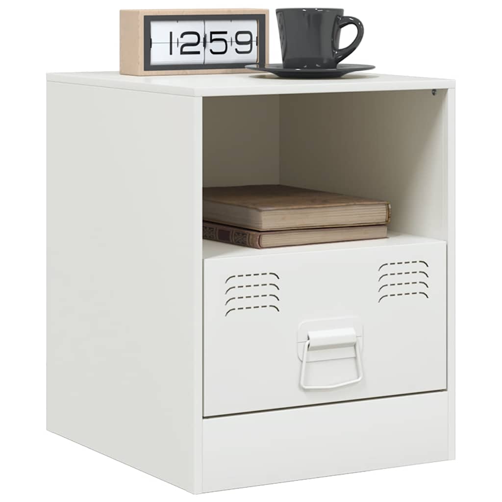 vidaXL Nachtkastjes 2 st 34,5x39x44 cm staal wit afbeelding