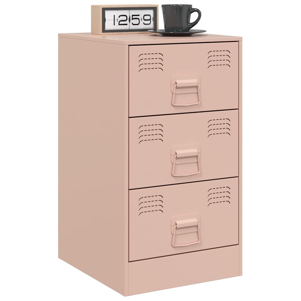 vidaXL Nachtkastjes 2 st 34,5x39x62 cm staal roze afbeelding