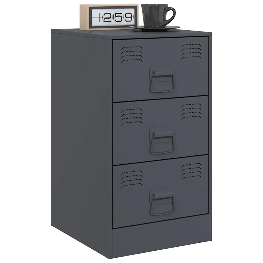vidaXL Nachtkastjes 2 st 34,5x39x62 cm staal antracietkleurig afbeelding