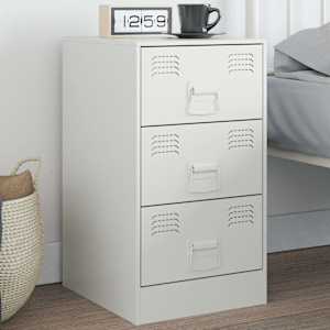 Nočna omarica bela 34,5x39x62 cm jeklo