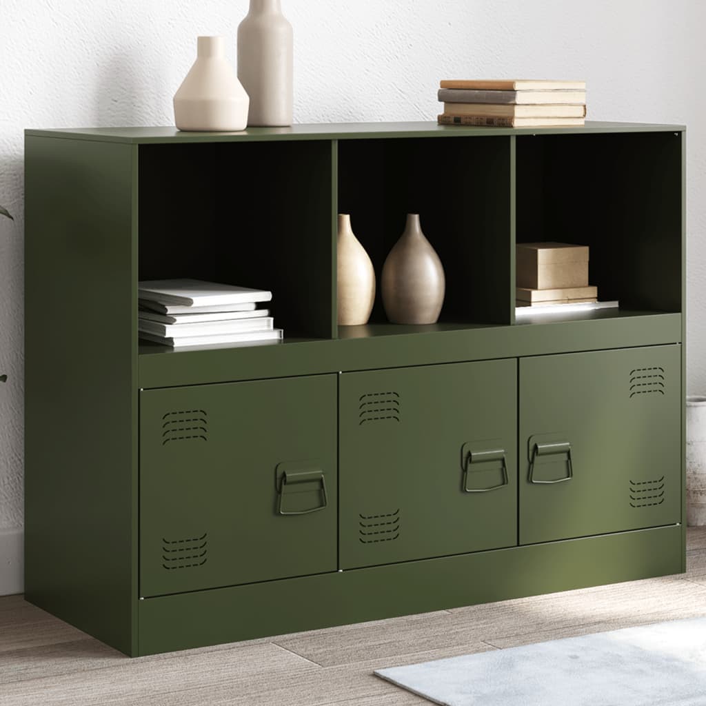 vidaXL Sideboard Olivgrün 99x39x73 cm Stahl