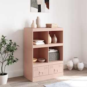 Highboard růžový 67 x 39 x 95 cm ocel - obrázek 3