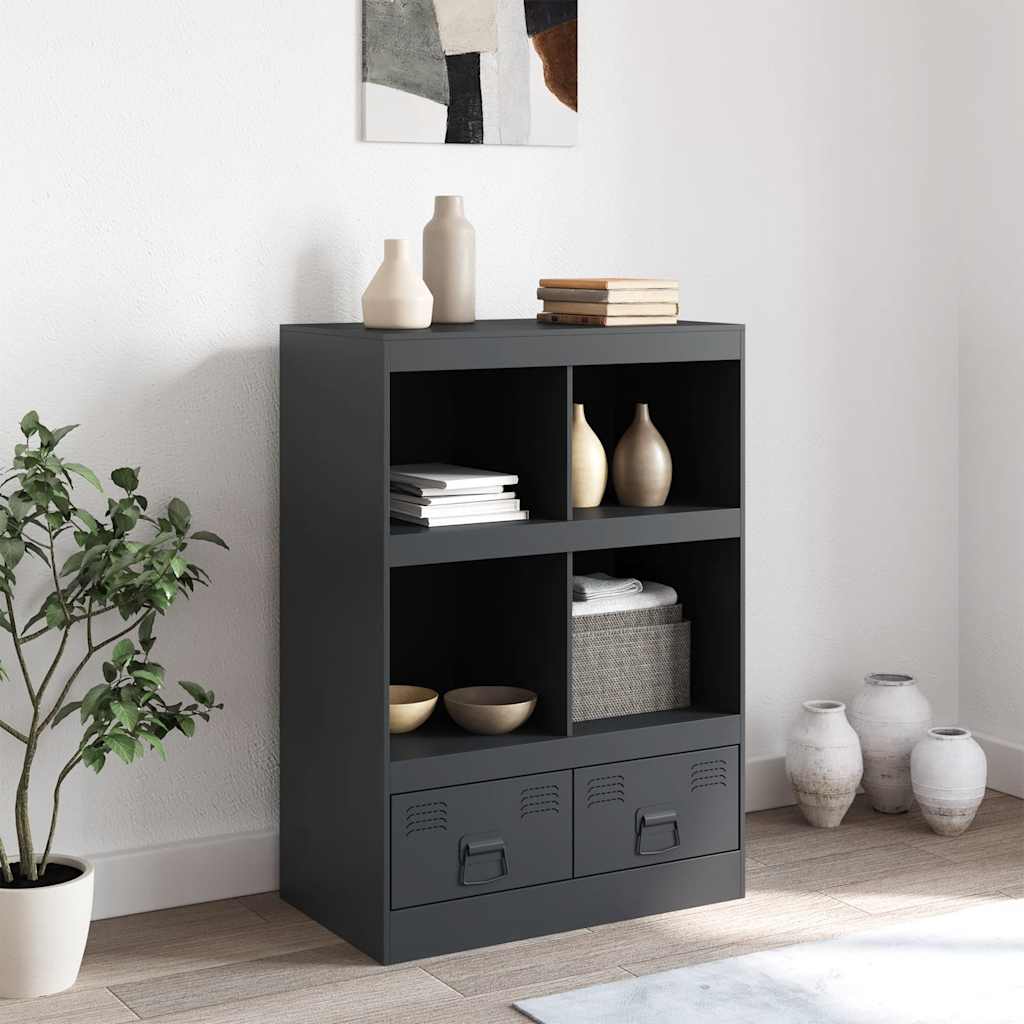 vidaXL Hoge kast 67x39x95 cm staal antracietkleurig afbeelding