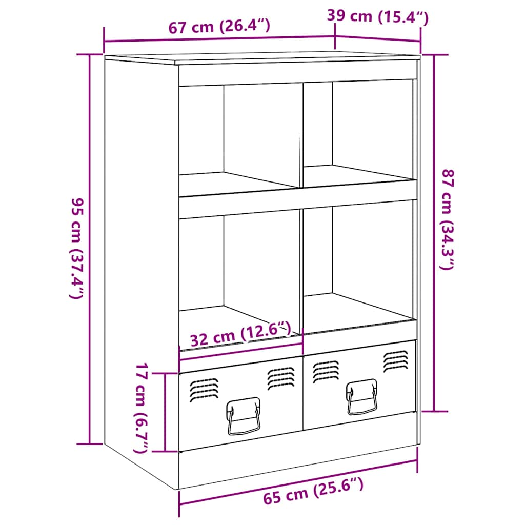 Highboard hořčicově žlutý 67 x 39 x 95 cm ocel - obrázek 14