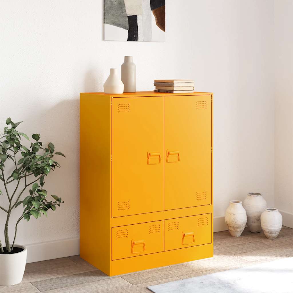 vidaXL Hoge kast 67x39x95 cm staal mosterdgeel afbeelding