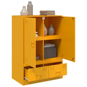 Highboard hořčicově žlutý 67 x 39 x 95 cm ocel - obrázek 5
