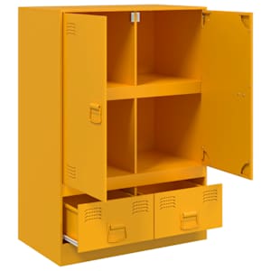 Highboard hořčicově žlutý 67 x 39 x 95 cm ocel - obrázek 7