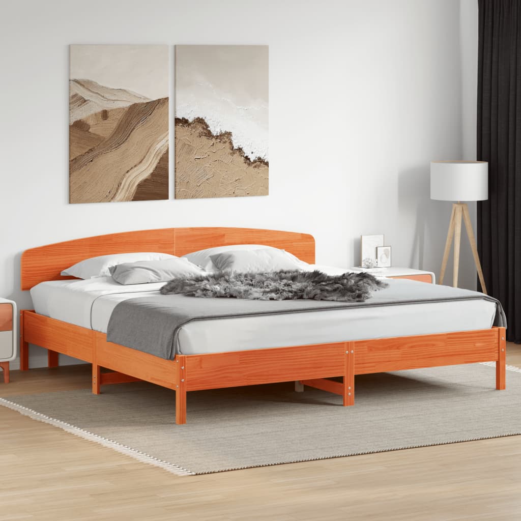 vidaXL Hoofdbord 180 cm massief grenenhout wasbruin afbeelding