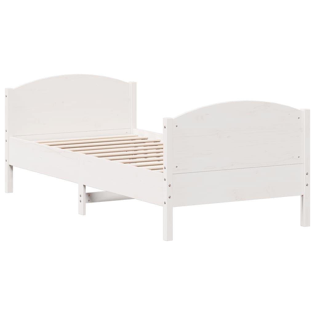 vidaXL Bedframe zonder matras massief grenenhout wit 90x200 cm afbeelding