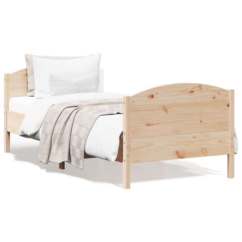 vidaXL Bedframe zonder matras massief grenenhout 90x190 cm bruin, foto 3