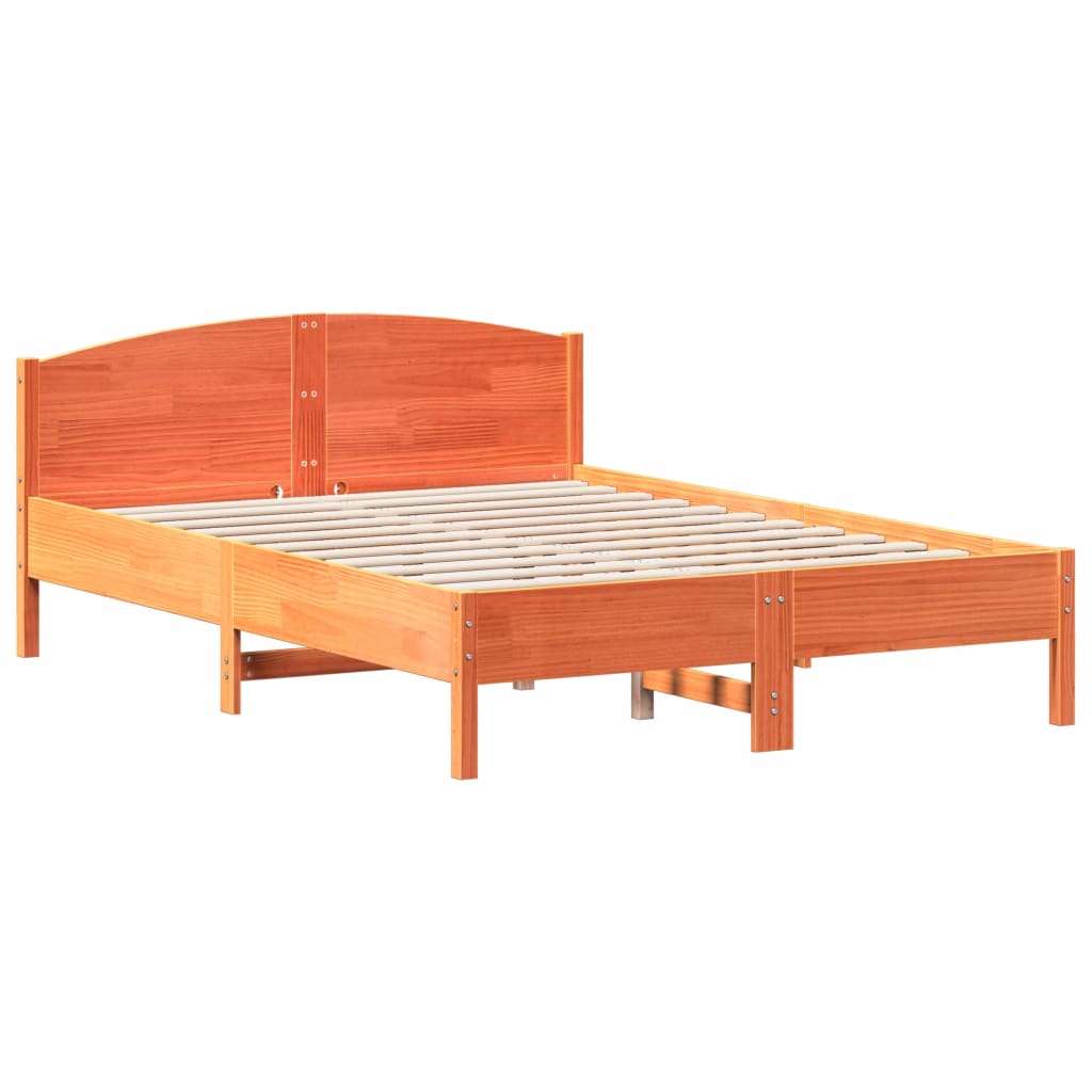 vidaXL Bedframe zonder matras massief grenenhout wasbruin 140x200 cm bruin, foto 3