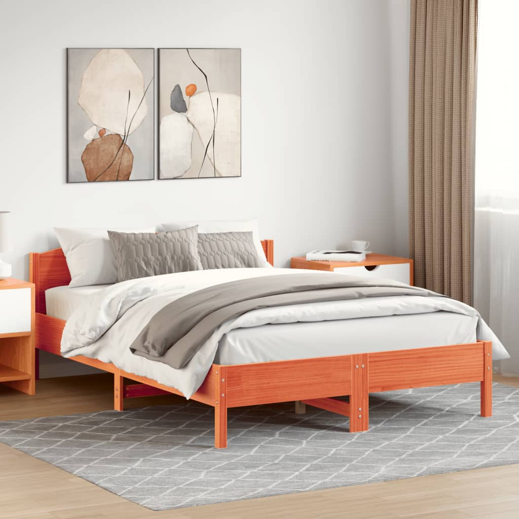 Thumbnail - vidaXL Massivholzbett ohne Matratze Wachsbraun 120x200 cm Kiefernholz