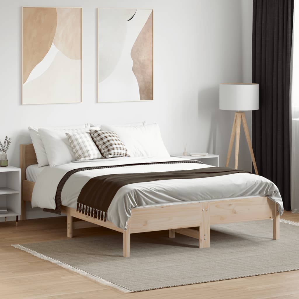 vidaXL Bedframe zonder matras massief grenenhout 135x190 cm afbeelding