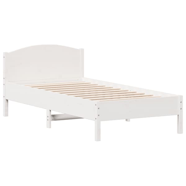 vidaXL voodiraam ilma madratsita, valge, 75 x 190 cm, m&auml;nnipuit