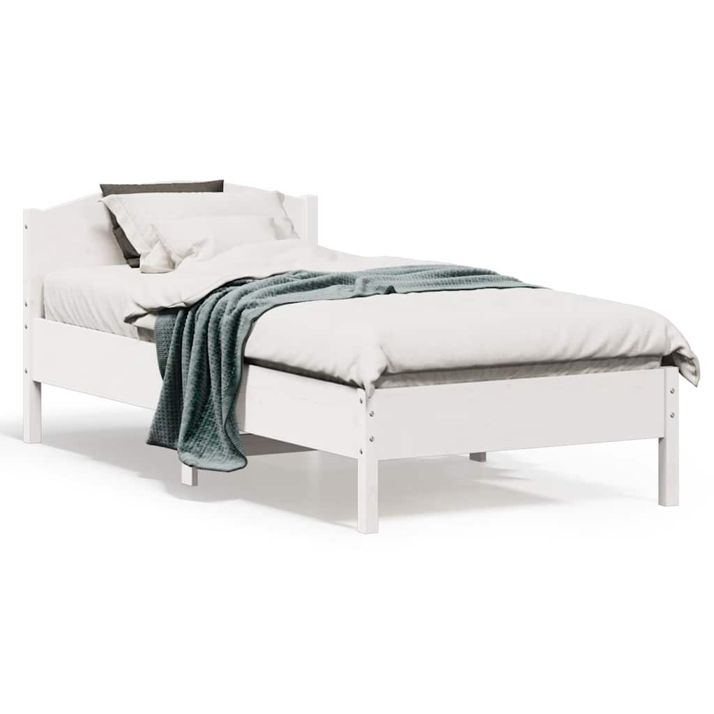 vidaXL sengeramme uden madras 75x190 cm massivt fyrretræ hvid