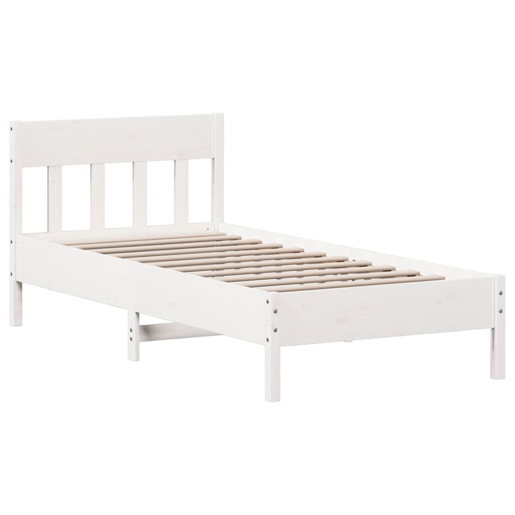 vidaXL Bedframe zonder matras massief grenenhout wit 90x200 cm, foto 3