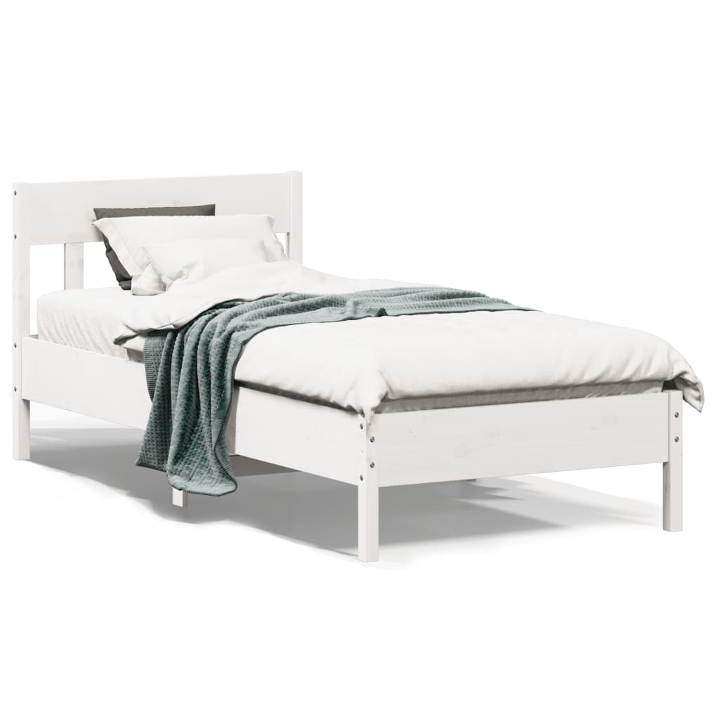 vidaXL sengeramme uden madras 90x200 cm massivt fyrretræ hvid