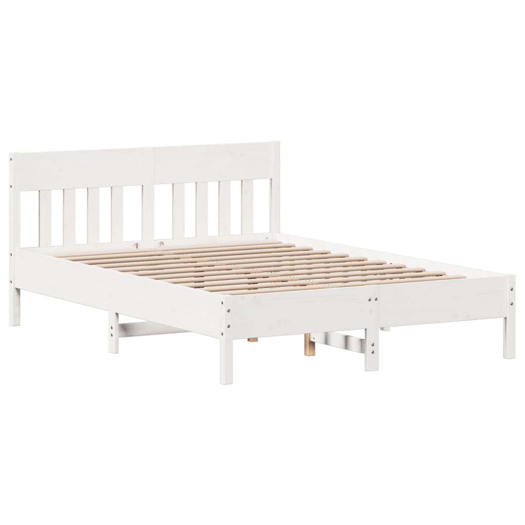 vidaXL Bedframe zonder matras massief grenenhout wit 135x190 cm, foto 3