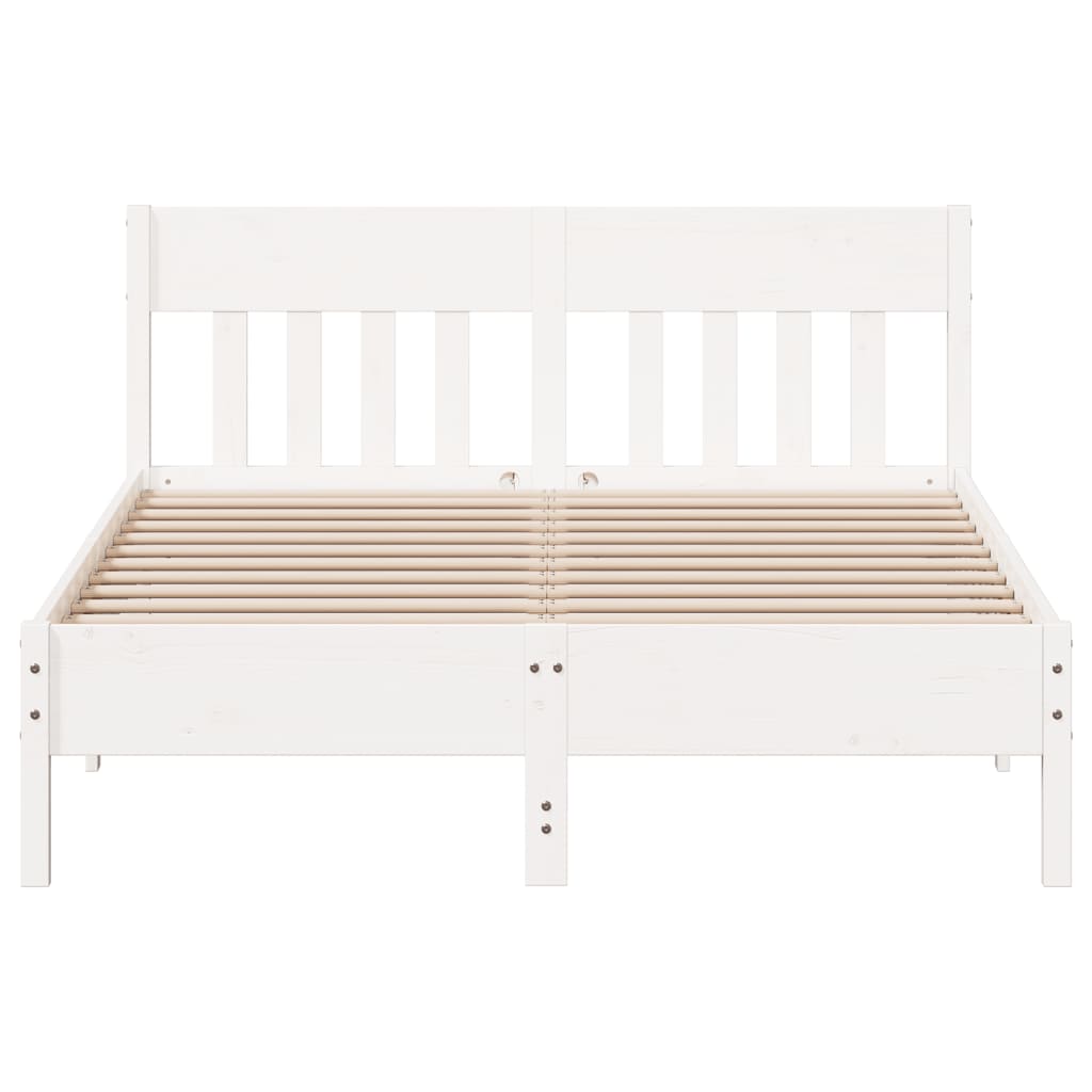 vidaXL Bedframe zonder matras massief grenenhout wit 135x190 cm, foto 4