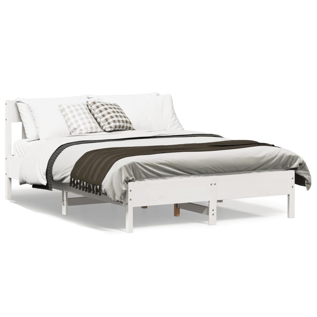 vidaXL sengeramme uden madras 135x190 cm massivt fyrretræ hvid