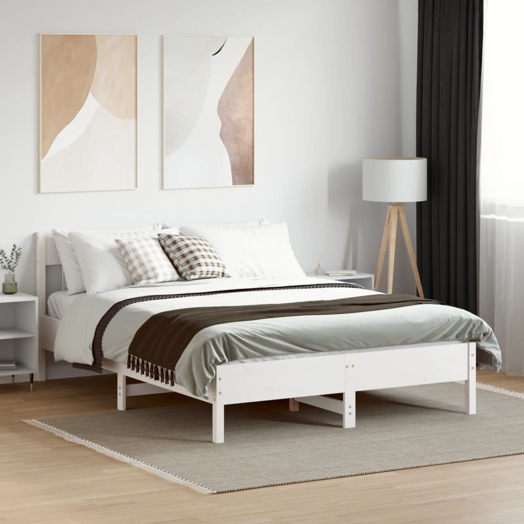 vidaXL Bedframe zonder matras massief grenenhout wit 120x190 cm afbeelding