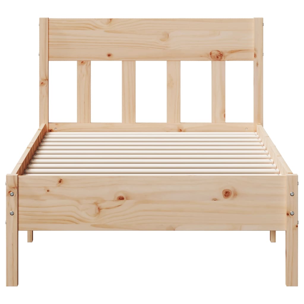 vidaXL Bed Frame Naturel 90 x 190 cm Solid Pine Wood, Plywood, foto 4