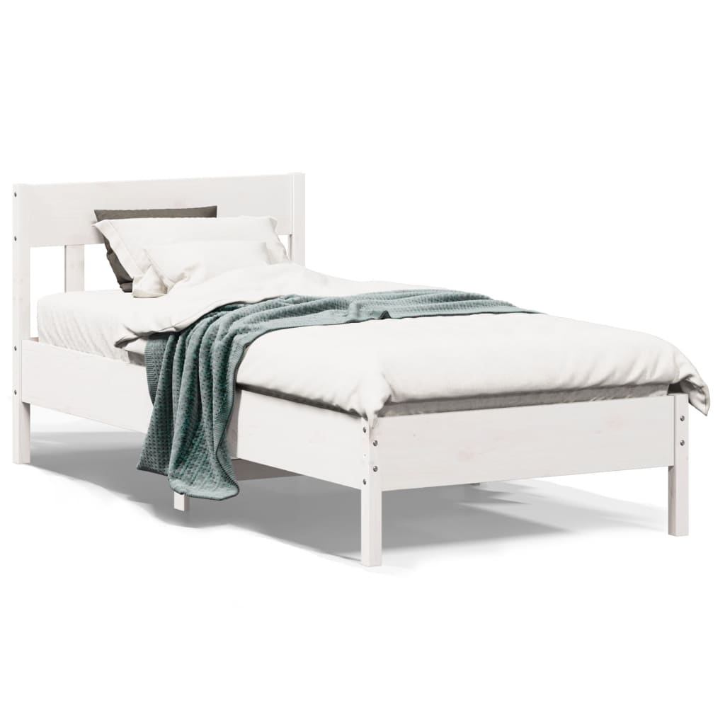 vidaXL sengeramme uden madras 90x190 cm massivt fyrretræ hvid