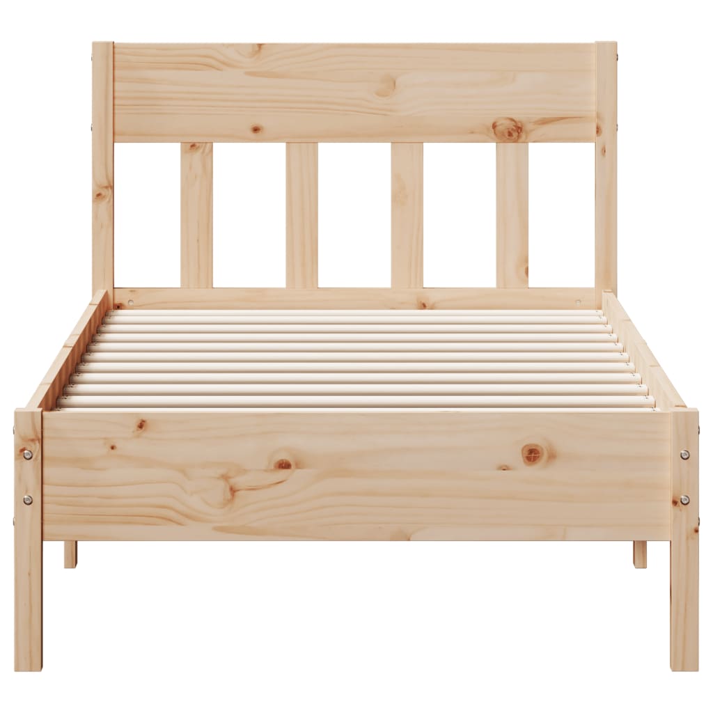 vidaXL Bed Frame Natural 75 x 190 cm Solid Pine Wood, foto 4
