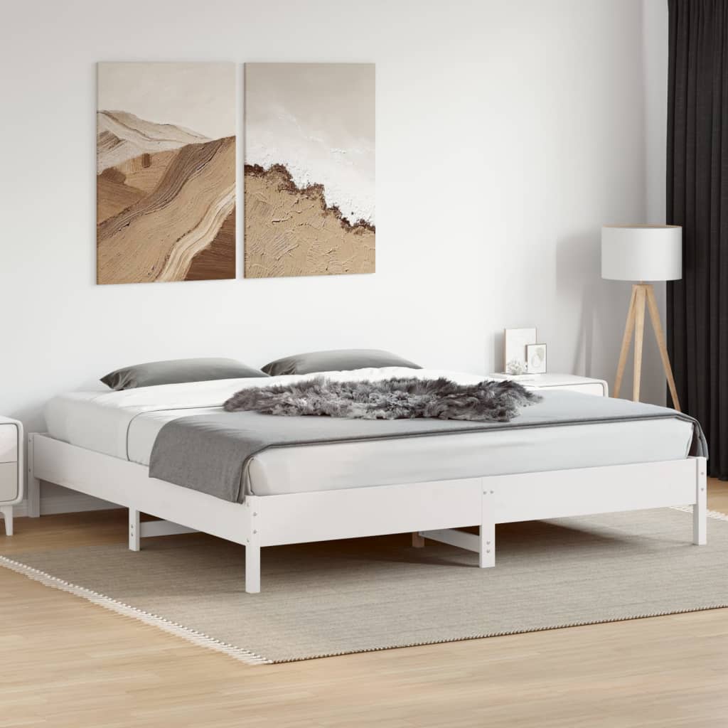 vidaXL Bedframe zonder matras massief grenenhout wit 200x200 cm afbeelding